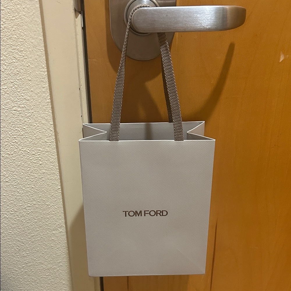 Tom Ford Small Luxury Silver Gift Bag W/Tan Cloth Handles / Used Once